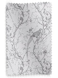 Roman blind in Carren Silver design with birds and branches, UK version