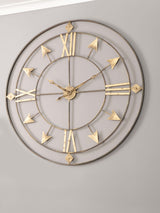 Next Pacific Antique Grey and Gold Metal Large Round Wall Clock- Buy online at McGrocer