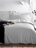 Hebden striped cotton duvet cover and pillowcase set (British brand)