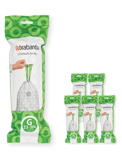 Next Brabantia White PerfectFit Bin Bags Code G 23-30L 120 Bags- Buy online at McGrocer