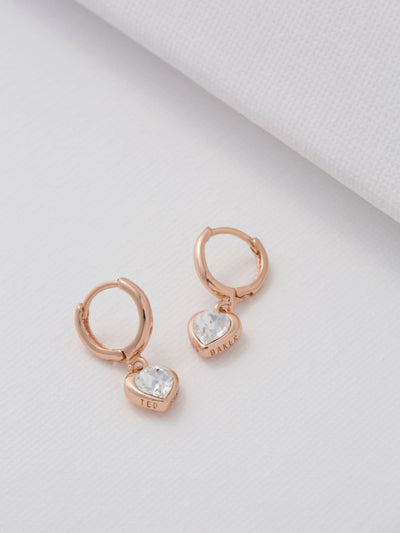 Ted Baker Roségold Kristall Herz Huggie-Ohrringe