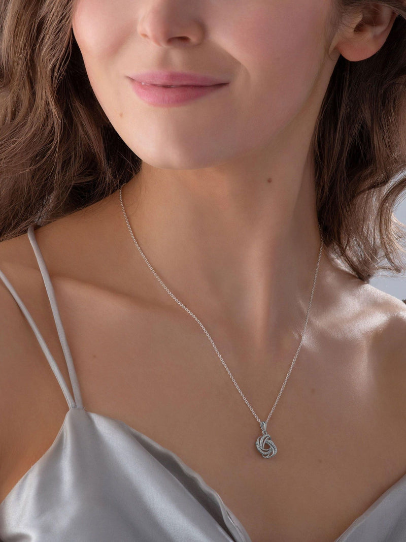 Beaverbrooks silver cubic zirconia knot pendant with chain - British product