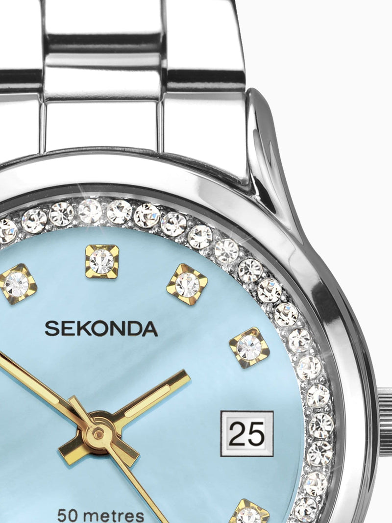 Sekonda blue stainless steel bracelet watch 27mm (British brand)