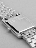 Women's Silver Tone Stainless Steel Rectangular Analogue Watch with Interchangeable Bracelet