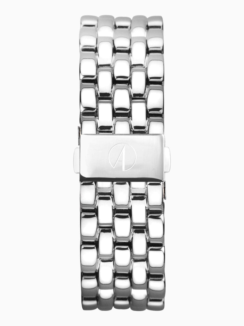Women's Silver Tone Stainless Steel Rectangular Analogue Watch with Interchangeable Bracelet