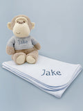 Babyblooms personalised monkey and wrap gift set, UK version