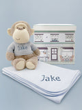 Babyblooms personalised monkey and wrap gift set, UK version