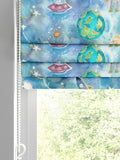 Voyage sky blue space print roman blind - British product