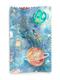 Voyage sky blue space print roman blind - British product