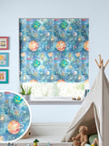 Voyage sky blue space print roman blind - British product