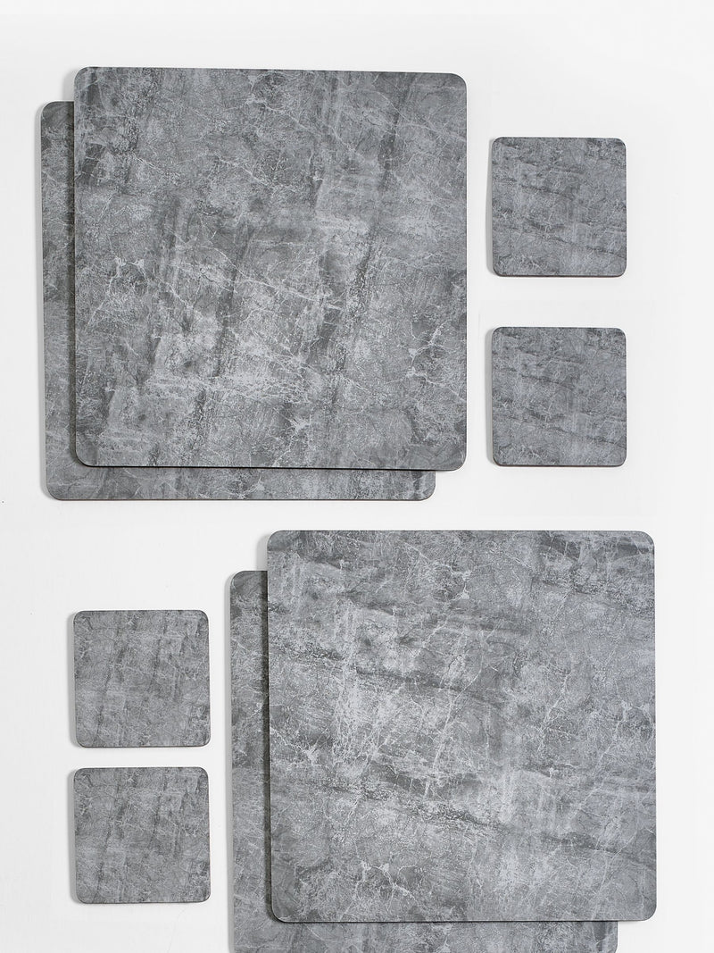 Set of 4 grey marble effect placemats and coasters (British brand)