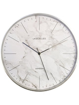 Next Lascelles Cream Brushed Chrome Metal Wall Clock with Marble Dial 31 cm- Buy online at McGrocer