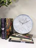 Lascelles brushed chrome wall clock with marble dial 31 cm - British product