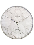 Lascelles brushed chrome wall clock with marble dial 31 cm - British product