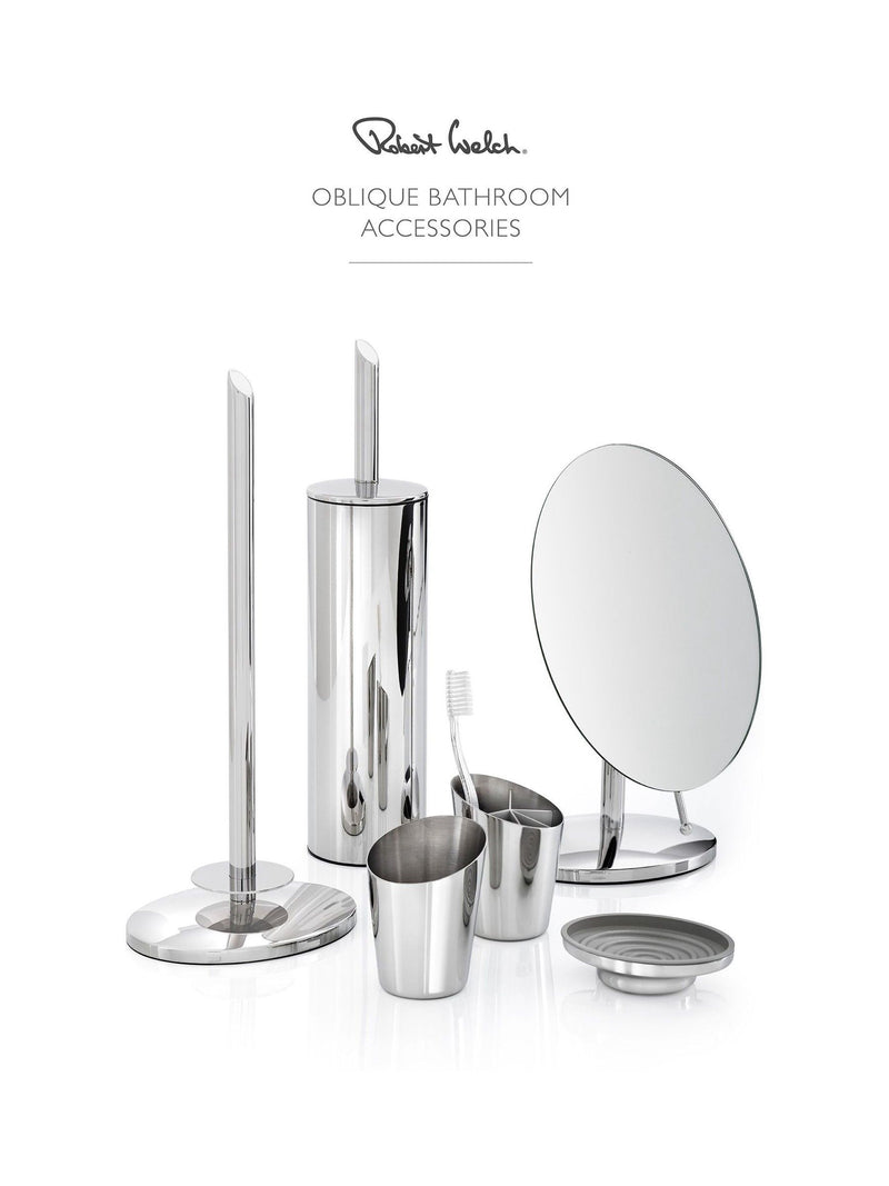 Robert Welch Silver Oblique toilet brush holder 41cm - British product