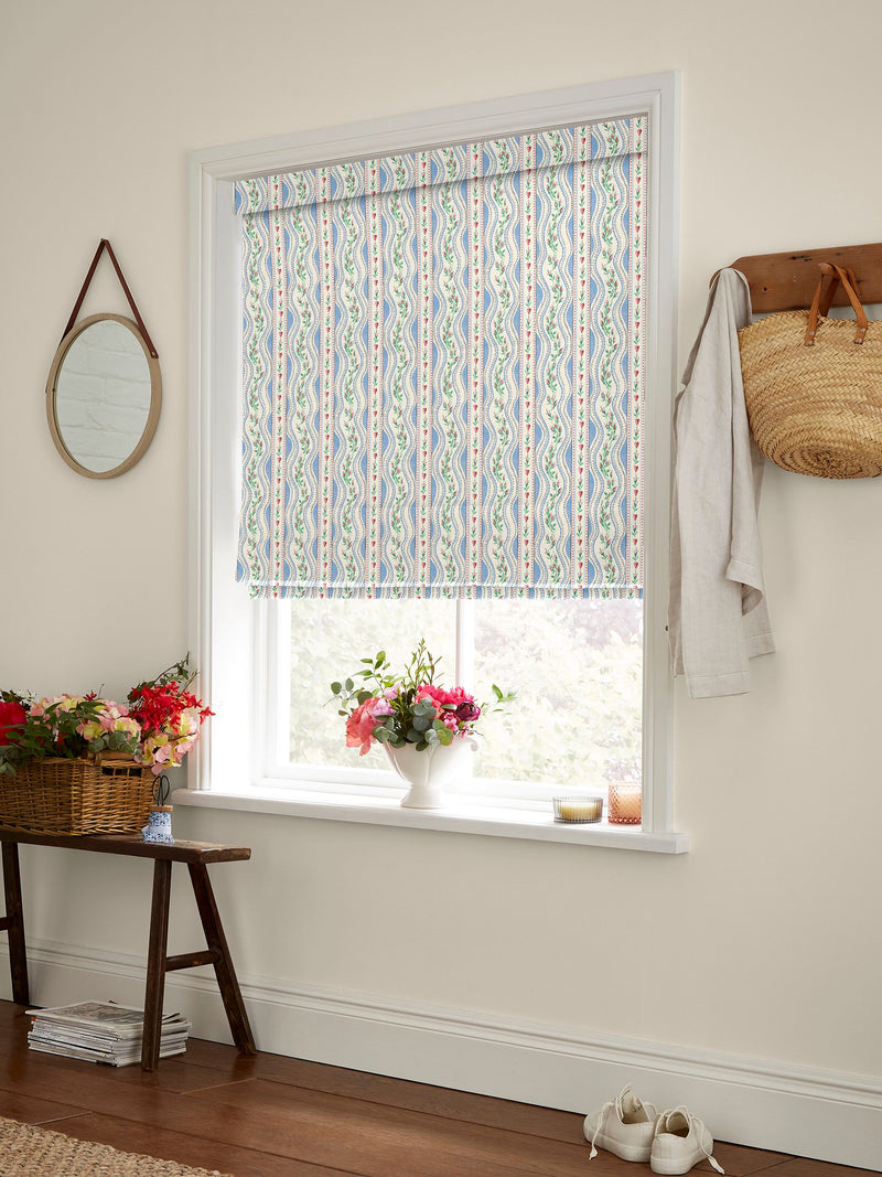 Cath Kidston Blue Wiggle Rose Roman blind, imported from the UK