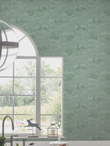Next Laura Ashley Jade Green Swans 10m Wallpaper- Buy online at McGrocer