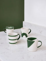 Jasper Conran London Set of 4 Green Abstract Stoneware Mugs