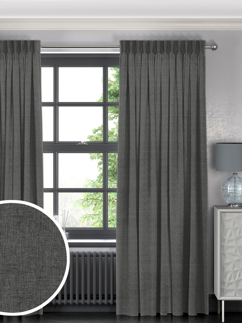 Paso ash grey textured curtains (British brand)