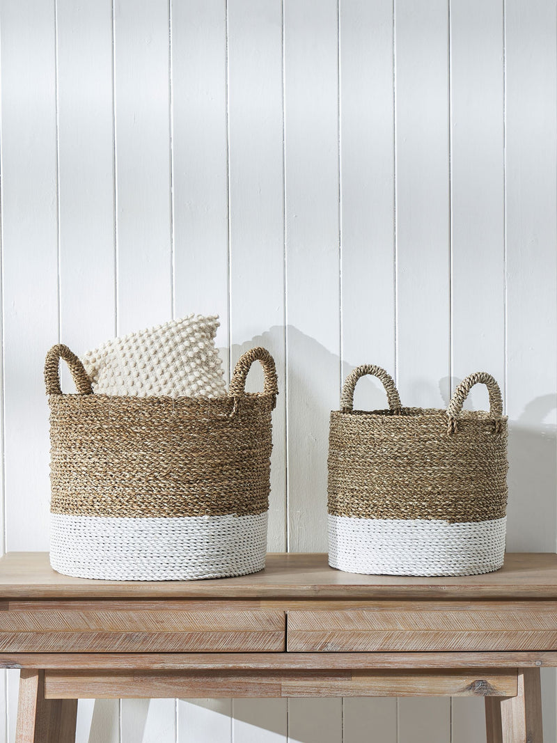 Pacific two tone banana leaf storage baskets - British product