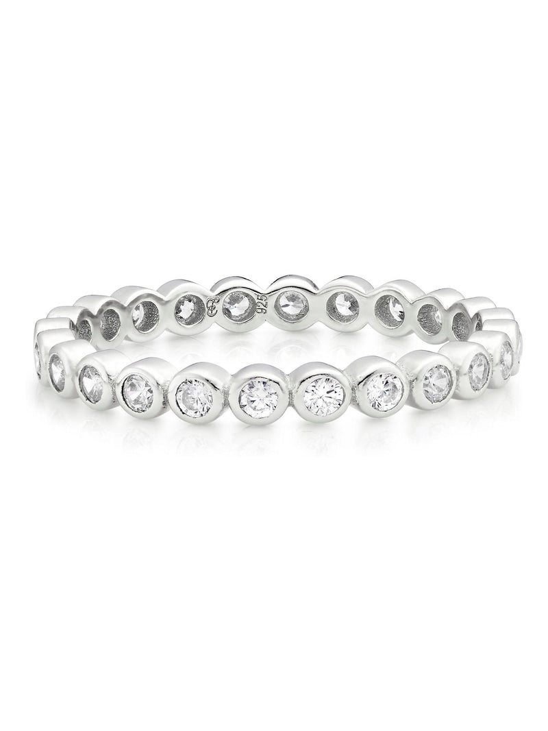 Beaverbrooks Silver Cubic Zirconia Bubble Stacking Ring 2.5mm width - British product