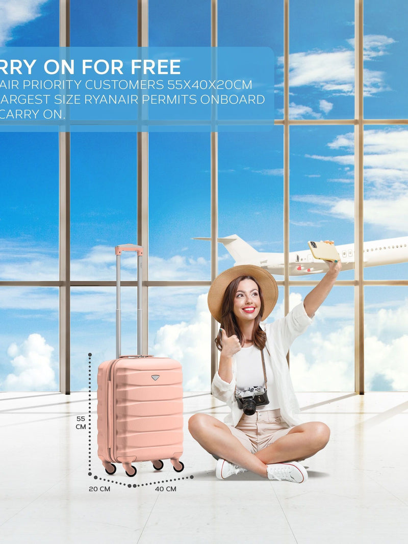 Flight Knight cabin suitcase set rose gold and black 55x40x20cm (British brand)