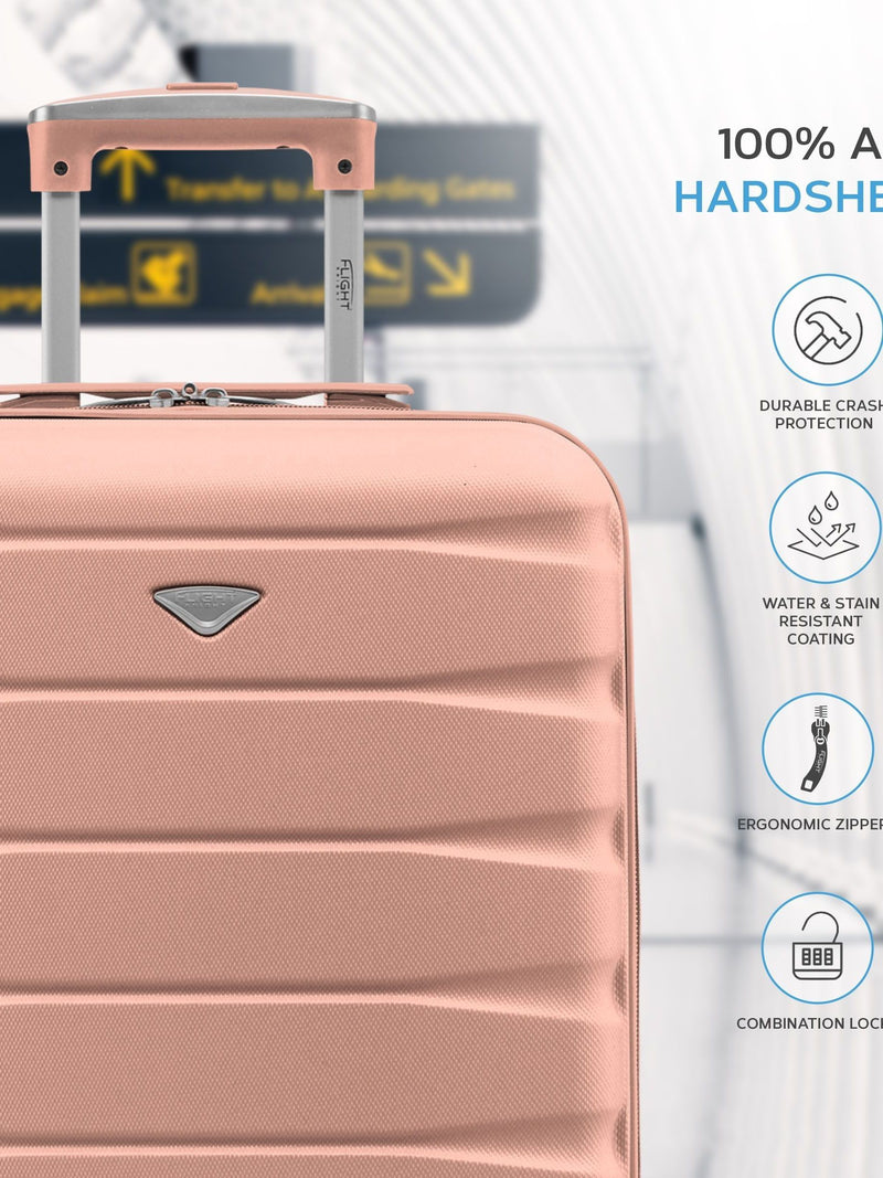 Flight Knight cabin suitcase set rose gold and black 55x40x20cm (British brand)