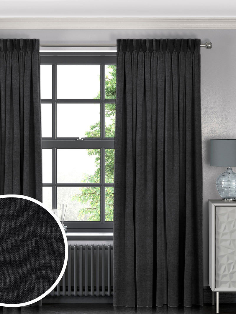 Made to measure curtains charcoal grey textured (British brand)