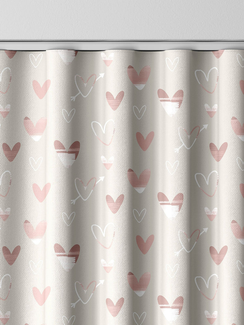 Natural Kids Love Hearts curtains, imported from the UK