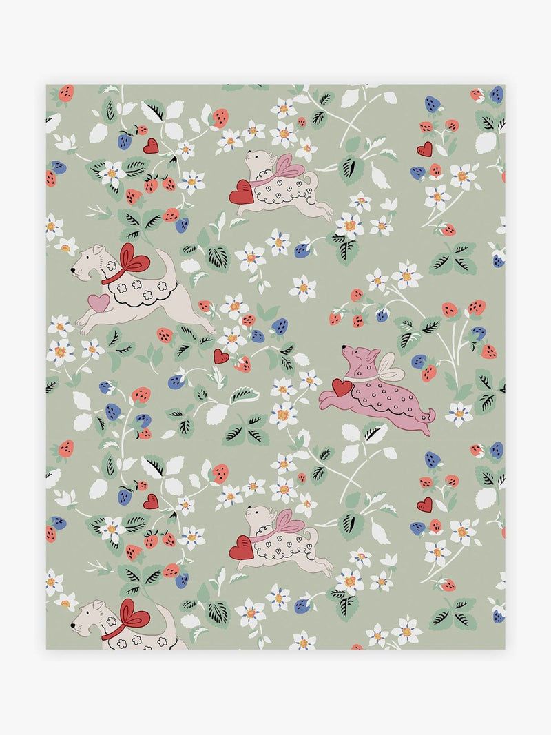 Cath Kidston Puppy Dream Floral wallpaper sample A4 (British brand)