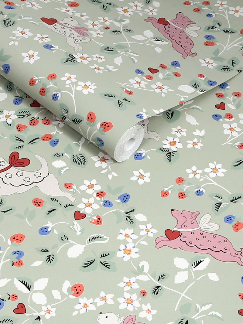 Cath Kidston Puppy Dream Floral wallpaper sample A4 (British brand)