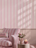 Cath Kidston wallpaper sample pink canopy stripe A4, UK version