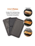 Tower silver 3-in-1 sandwich maker, imported from the UK