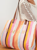 Large multi striped cotton canvas beach bag imported from the UK