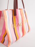 Large multi striped cotton canvas beach bag imported from the UK