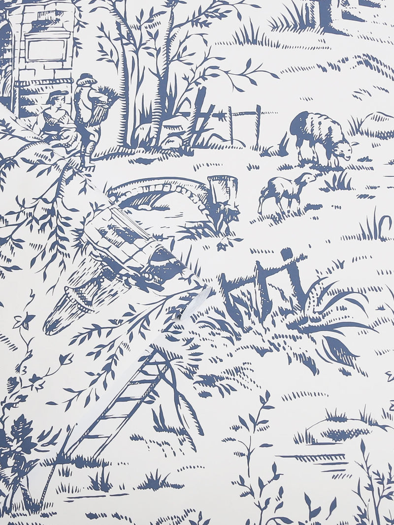 Laura Ashley Dark Seaspray Toile de Jouy wallpaper 10m roll - British product