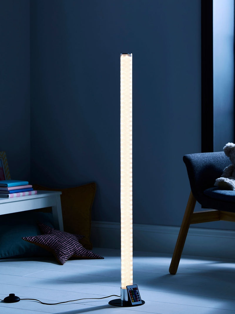 glow Chrome Shimmer cylinder floor lamp from British brand