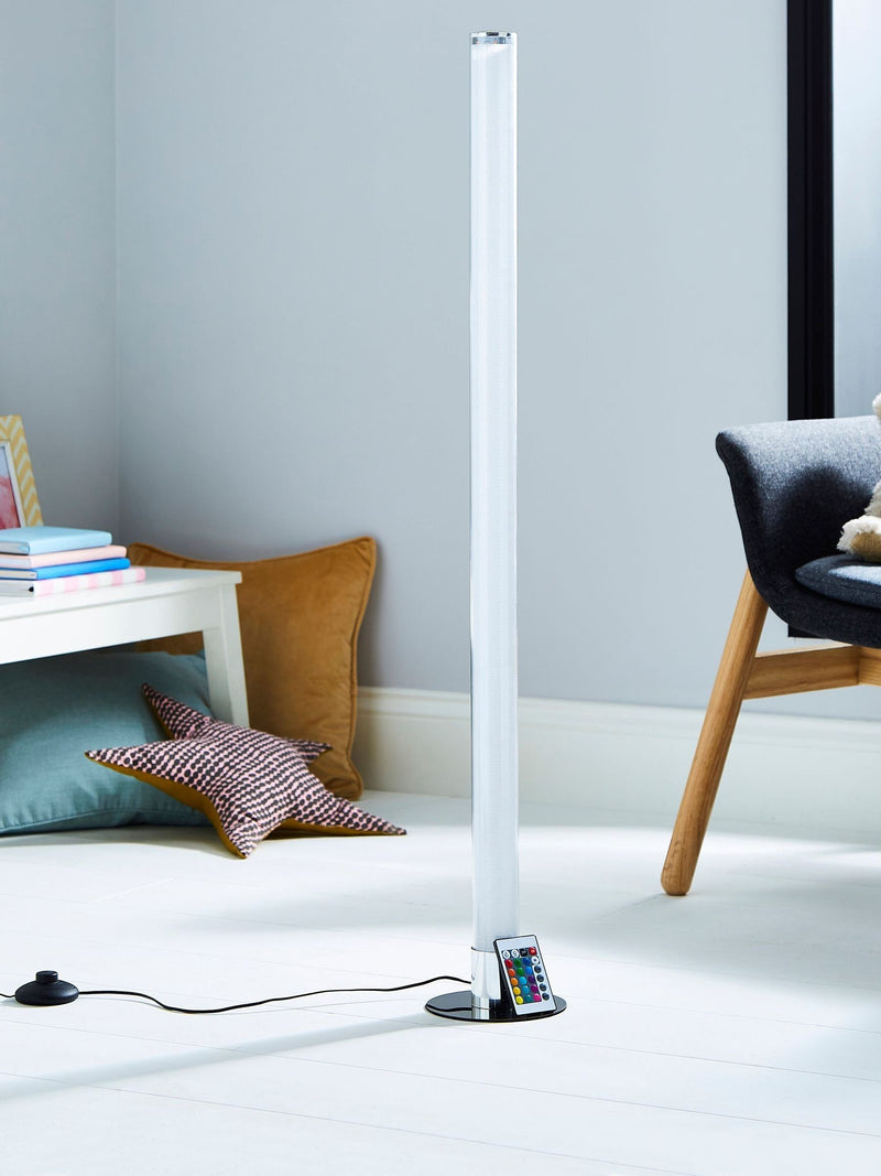 glow Chrome Shimmer cylinder floor lamp from British brand
