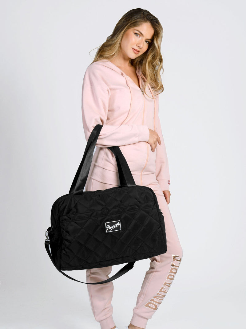 Pineapple black quilted holdall bag, imported from the UK