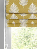 Roman blind Finn yellow contemporary leaf design 100% cotton - British product