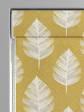 Roman blind Finn yellow contemporary leaf design 100% cotton - British product