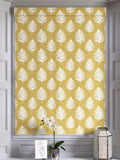 Roman blind Finn yellow contemporary leaf design 100% cotton - British product