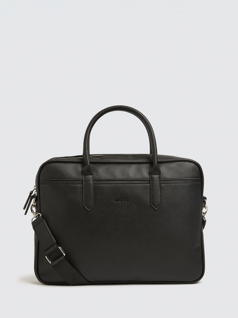 Moss black Saffiano attaché bag - British product