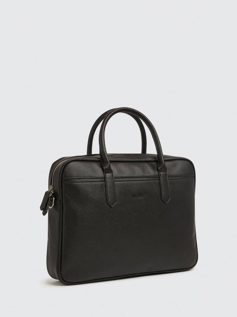 Moss black Saffiano attaché bag - British product
