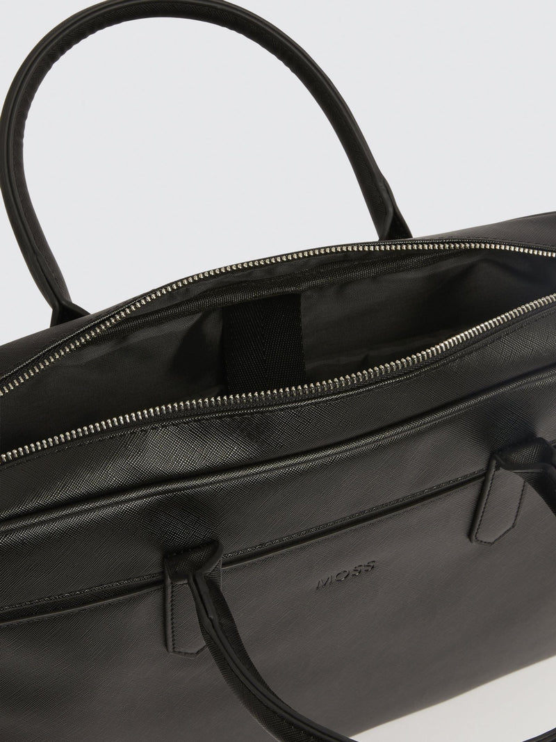 Moss black Saffiano attaché bag - British product
