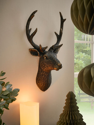 Black Metal Effect 3D Stag Head Wall Art