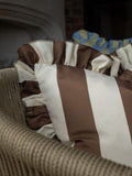 Ellenvale Interiors outdoor ruffle cushion cover brown cream 45x45cm (British brand)