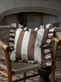 Ellenvale Interiors outdoor ruffle cushion cover brown cream 45x45cm (British brand)