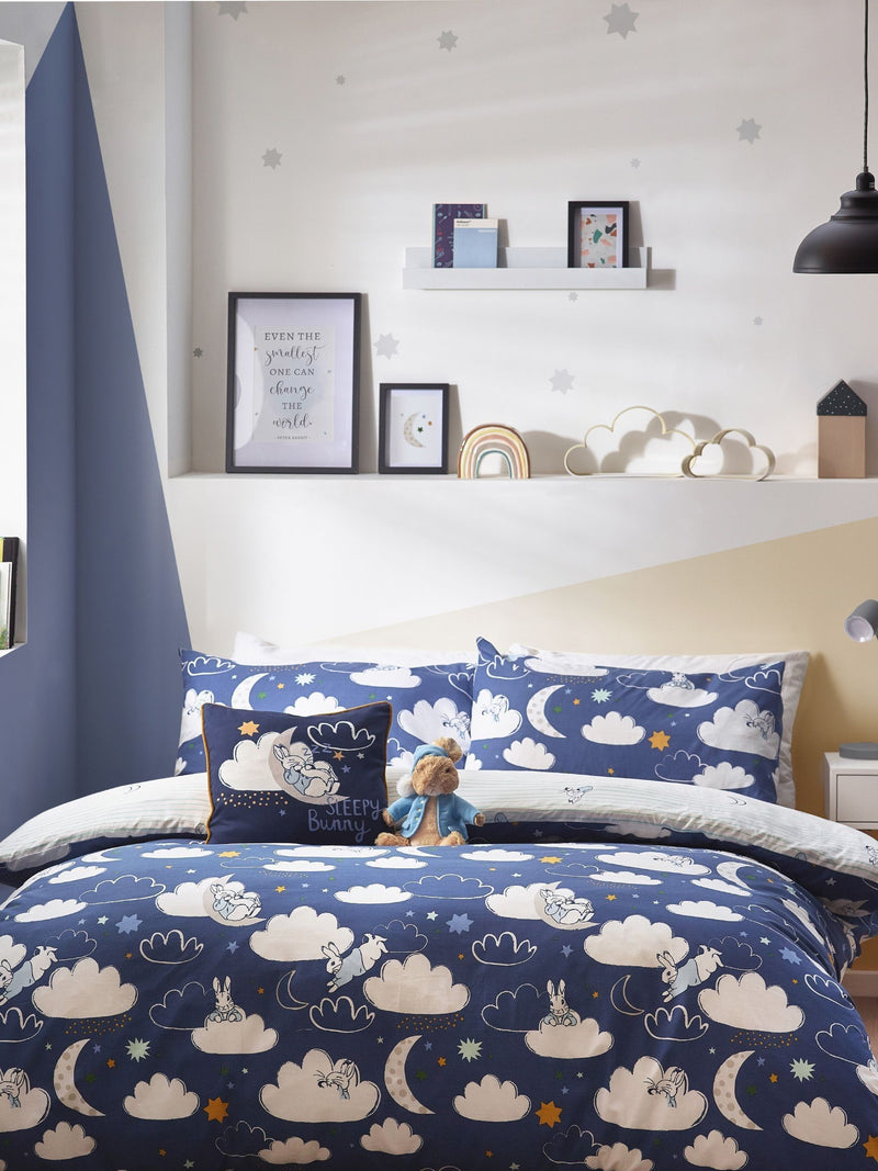 Peter Rabbit Blue Sleepy Head duvet cover set, imported from the UK