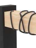 Eglo Townshend 5 caged wall light in black steel and wood (British brand)